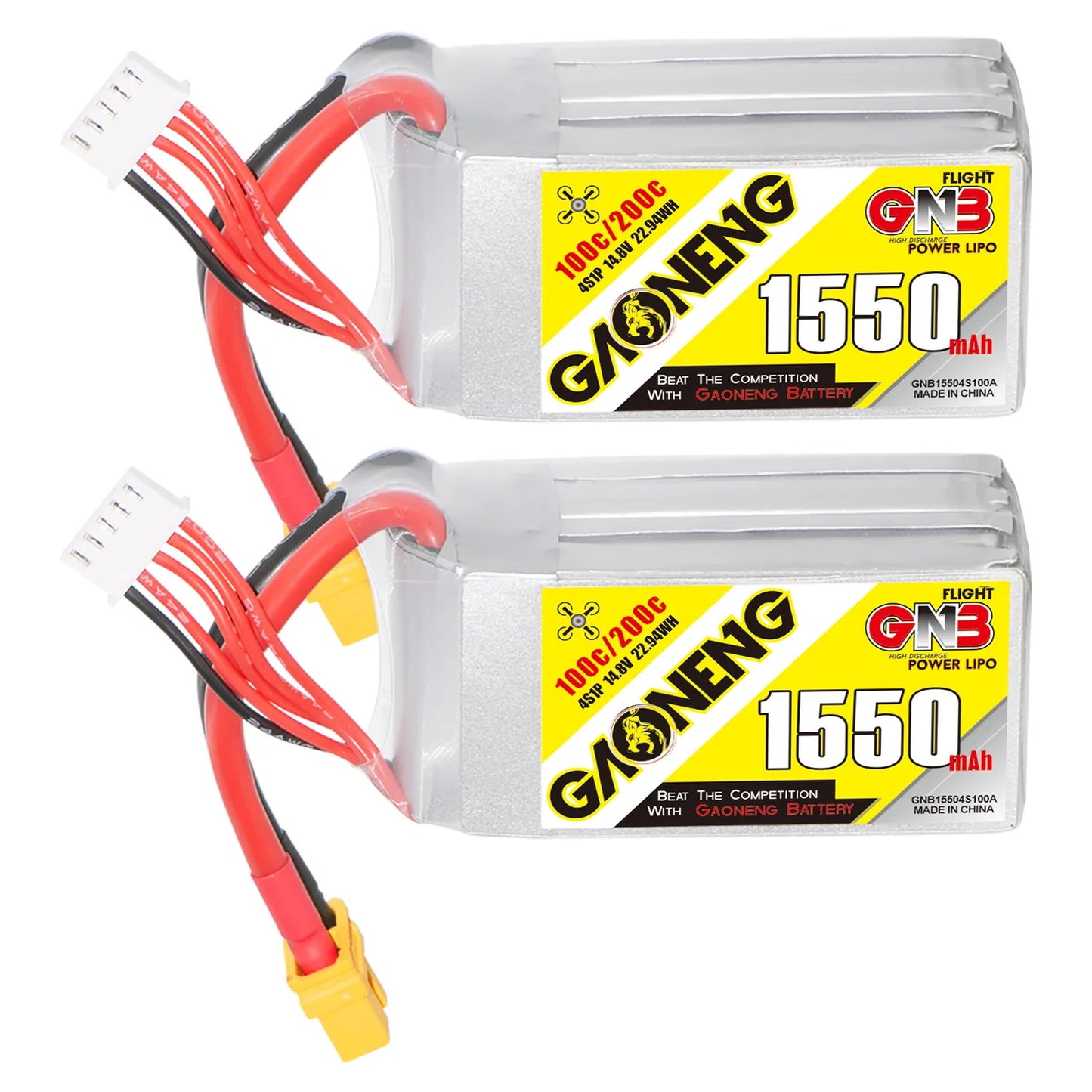 GNB 4S 14.8V 1550mAh 100C XT60 LiPo Battery