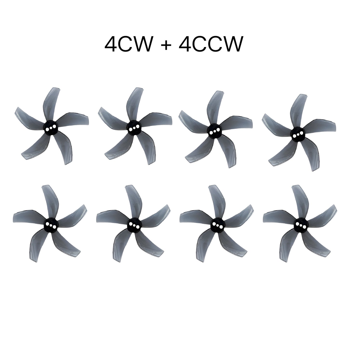 Gemfan D51 2020 Ducted PC 5 Blade 1.5mm Propellers 4CW + 4CCW - Clear Gray
