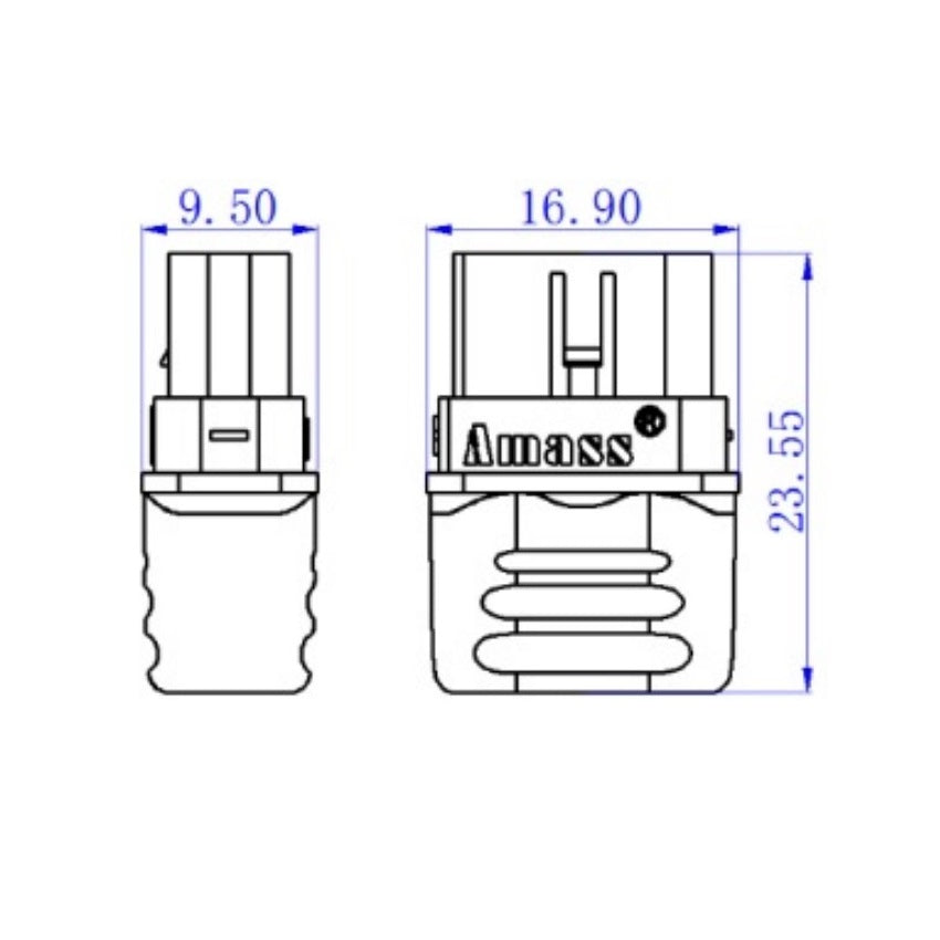 Amass XT60L Female Connector – XT60L-F.G.Y.