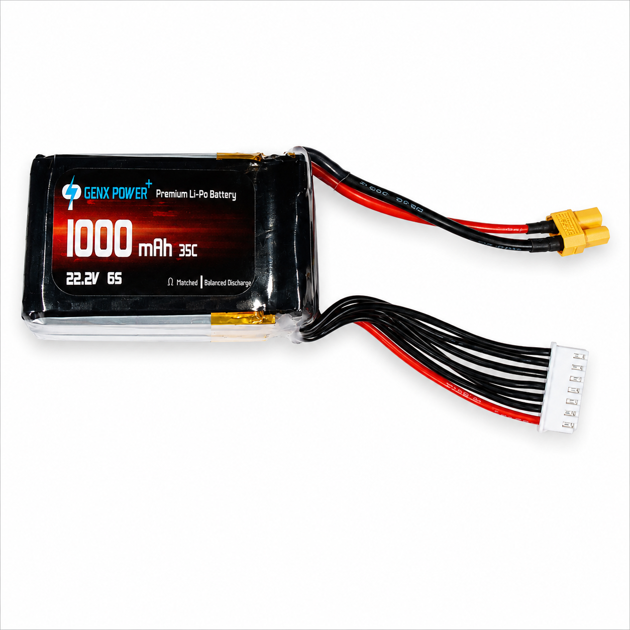 GenX 22.2V 1000mAh 6S 35C Lithium Polymer Battery Pack with XT30 Connector