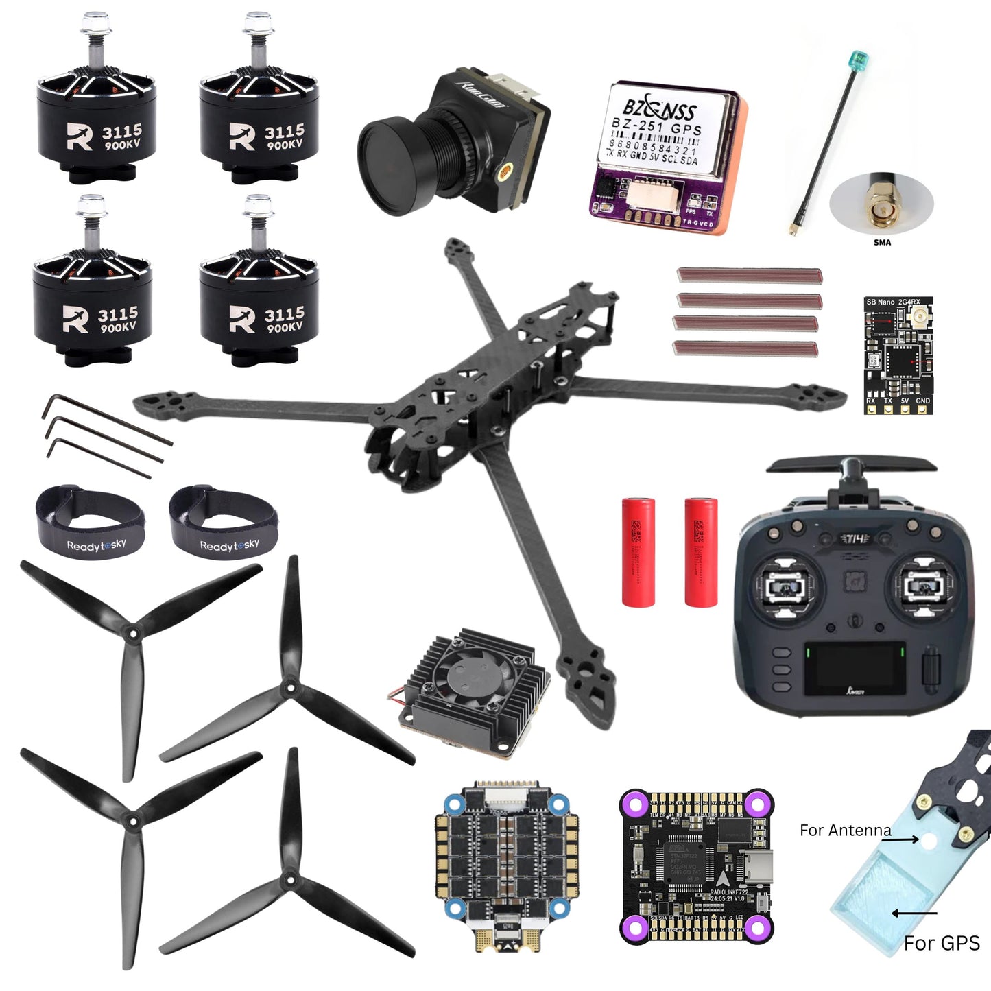 Mark4 V2 10 Inch Carbon Fiber Analog FPV Drone Kit with Radio Transmitter