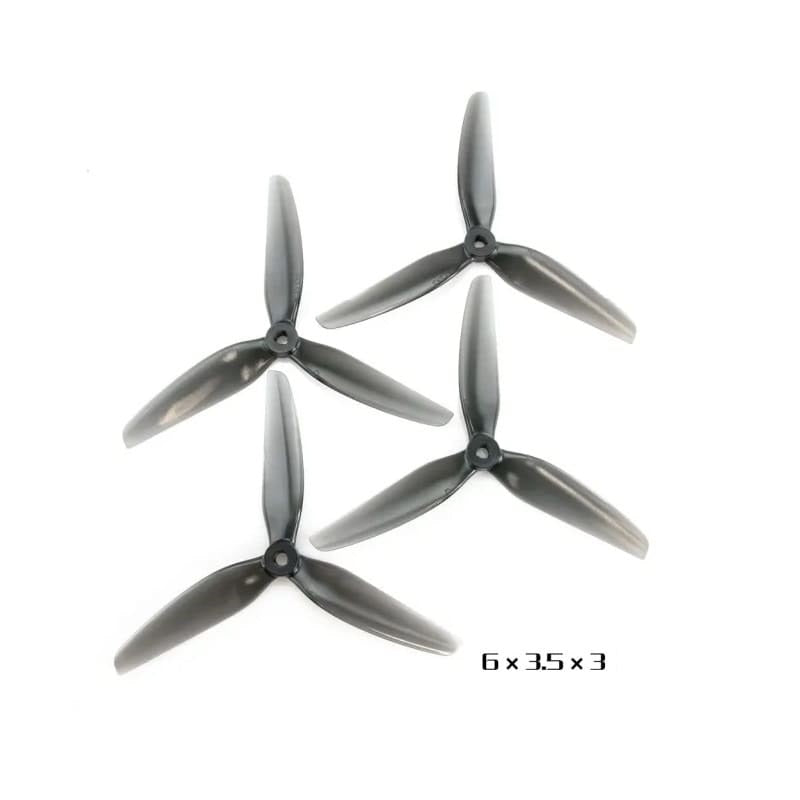 HQProp 6X3.5X3 Light Grey (2CW+2CCW)-Poly Carbonate -Triblade Propeller