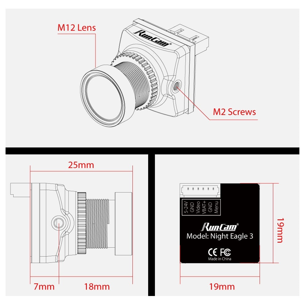 RunCam Eagle 3 Night Vision Camera with OSD