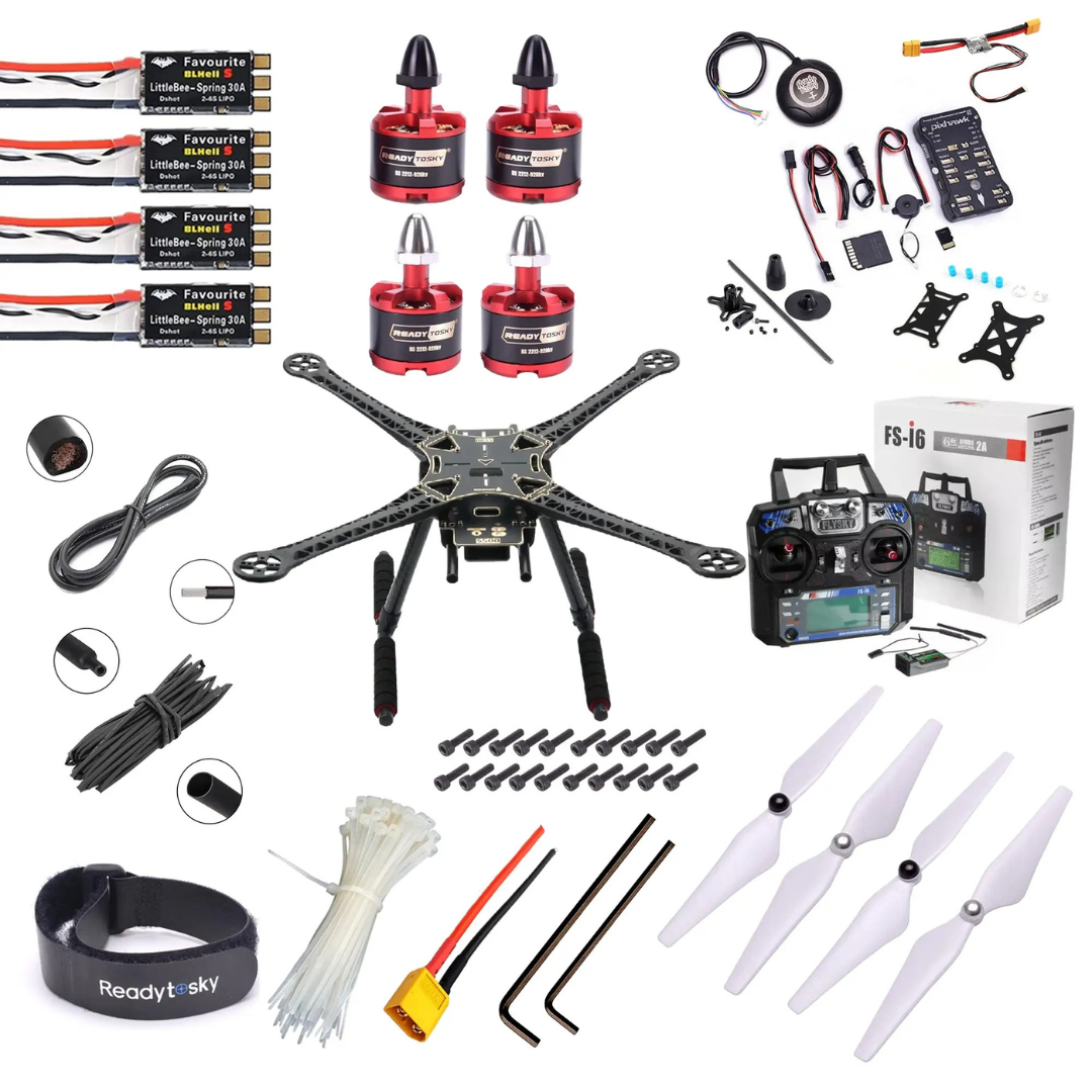 Pixhawk 2.4.8 Combo Kit Flight Controller With GPS S500 Quadcopter with Plastic landing gear Advance Drone Kit - Flysky - i6