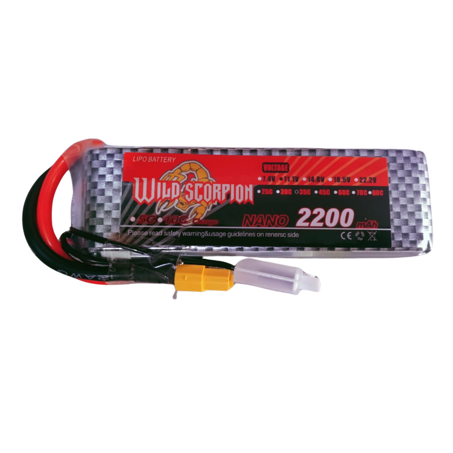 11.1V 2200mAh 3S 35C Lithium Polymer Battery Pack (Brand Wild Scorpion)