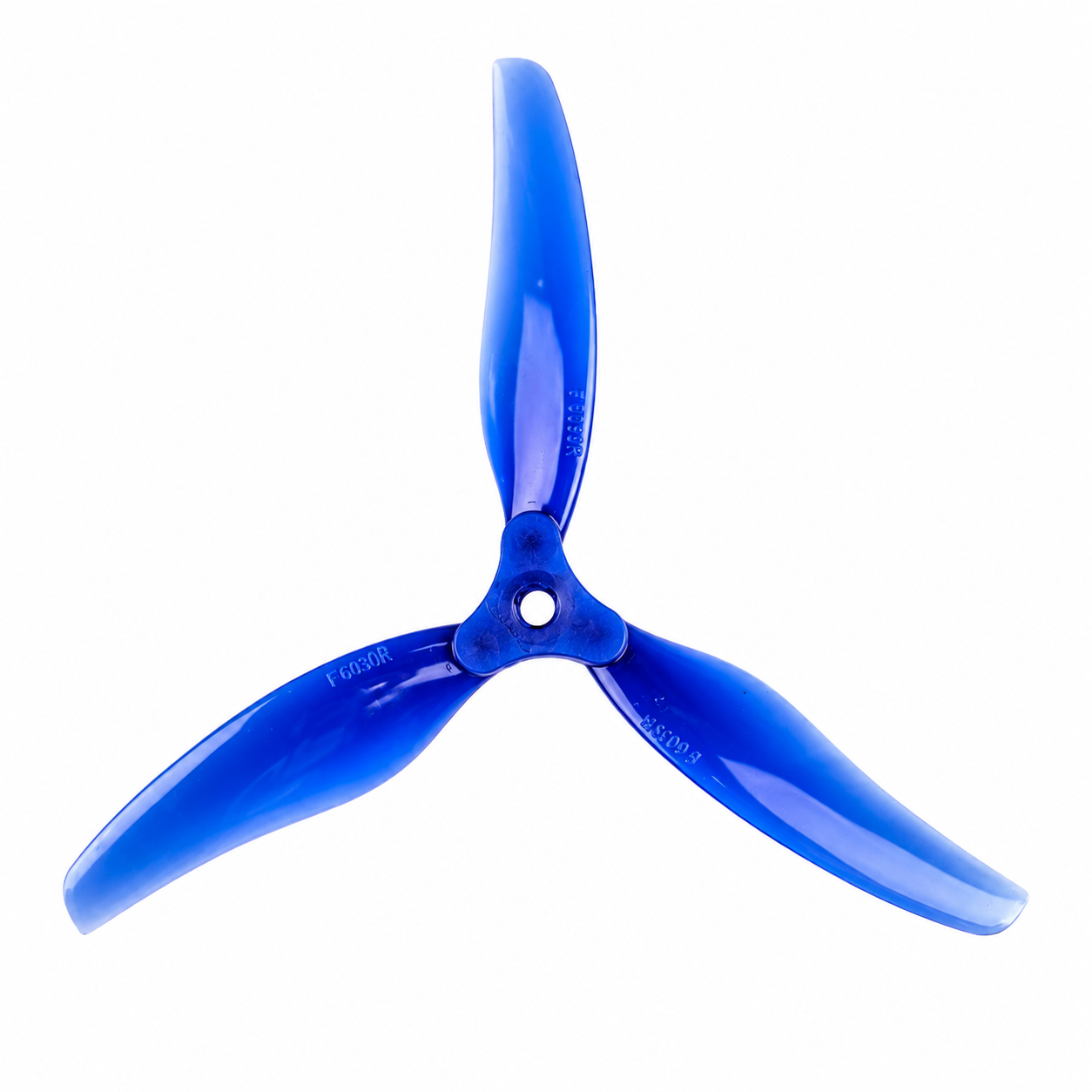 Gemfan F5135 Clear Blue 3 Blade Propeller Front View