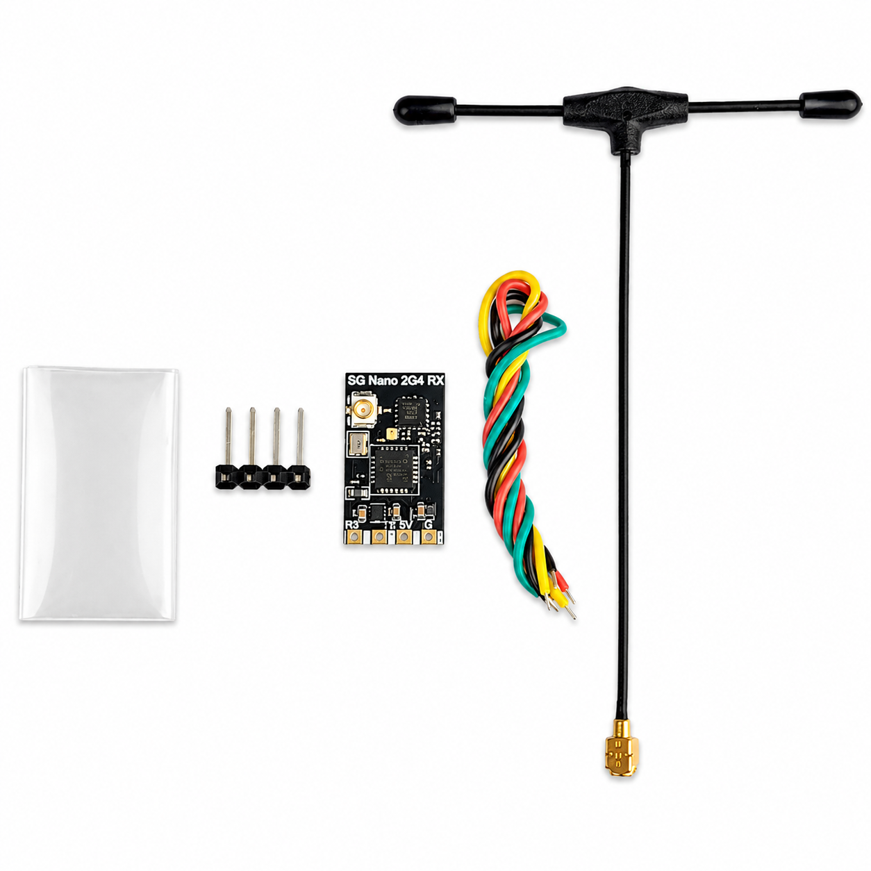 Skyguy ExpressLRS receiver installation kit with wires and antenna