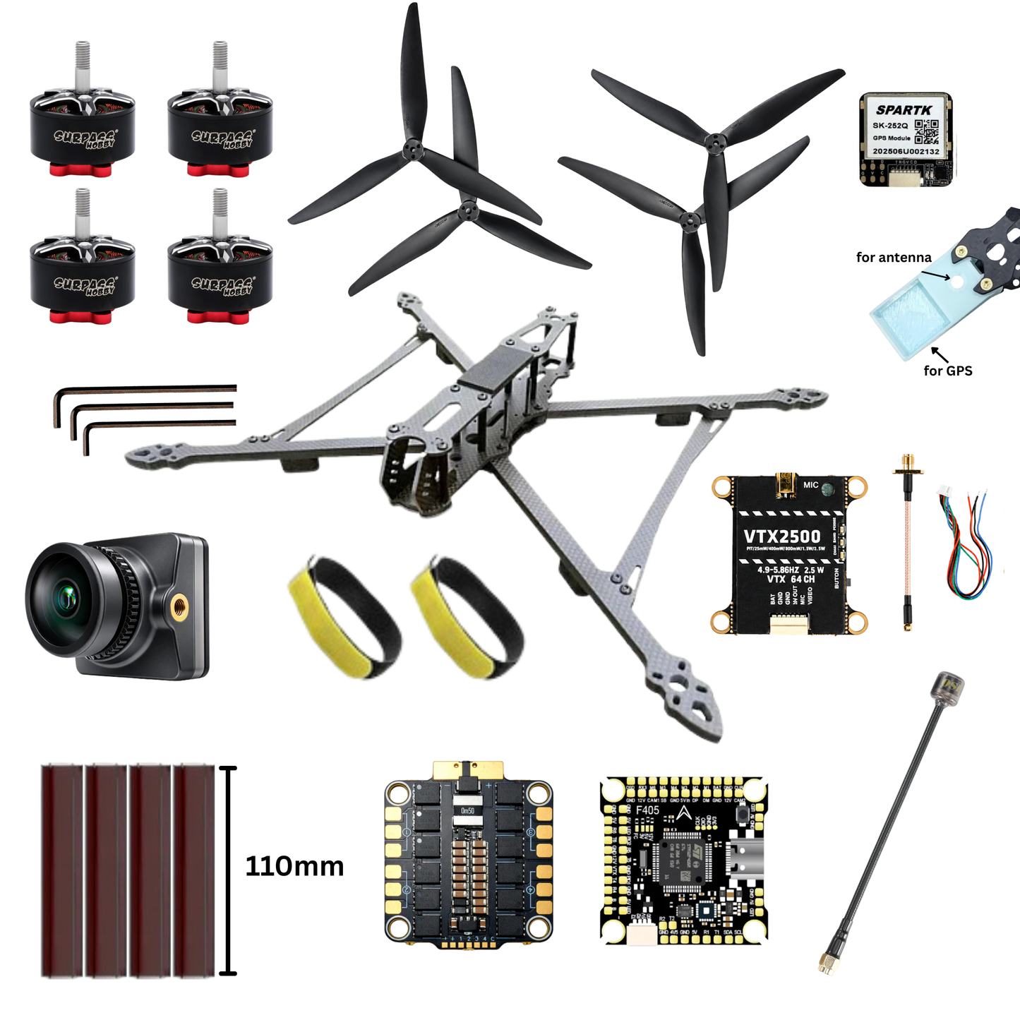 Mark4 10 Inch Carbon Fiber Analog FPV Drone Kit with GPS & ELRS