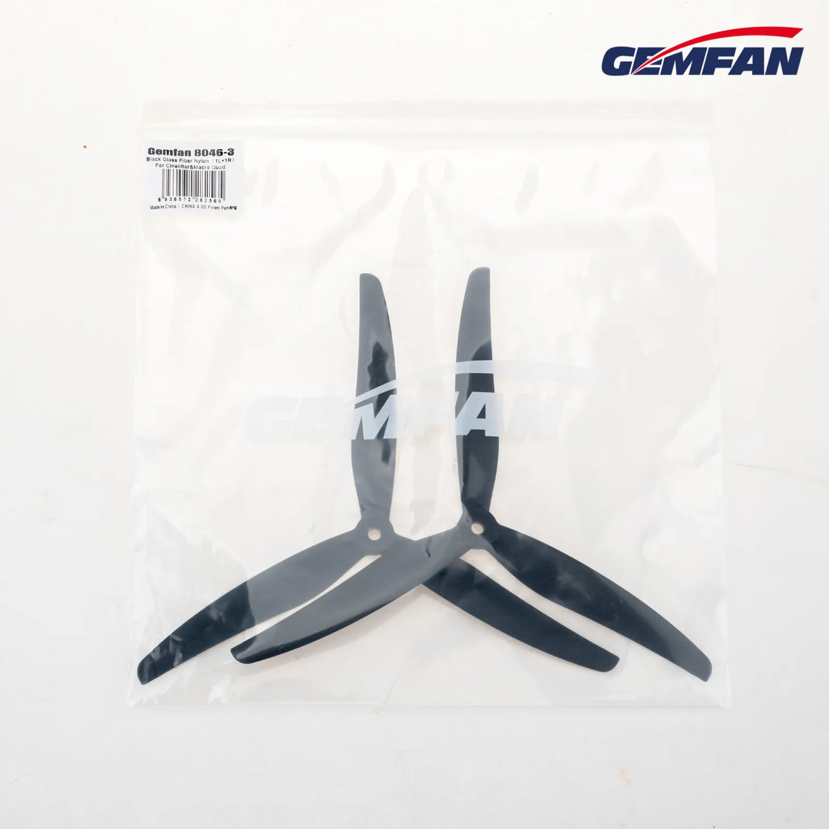 Gemfan 8046 Cinelifter Glass Fiber Nylon 3-Blade Propeller for 8 Inch FPV Drone (1CW + 1CCW) - Black