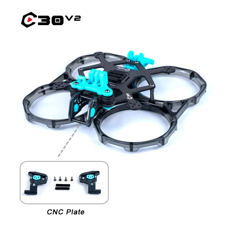 Axisflying cineon C30 / 3 inch indoor cinewhoop / cinematic shooting frame kit With GPS TPU And Clear Blue-Green