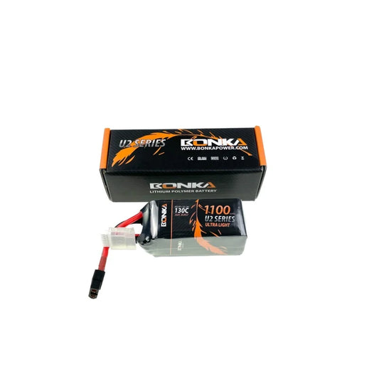 22.2V 1100mAh 6S 130C FPV U2 Series Lithium Polymer Battery Pack (Brand Bonka).