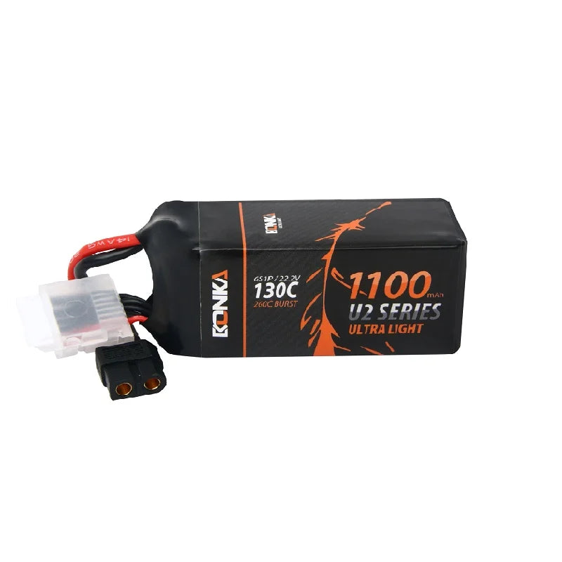 22.2V 1100mAh 6S 130C FPV U2 Series Lithium Polymer Battery Pack (Brand Bonka).