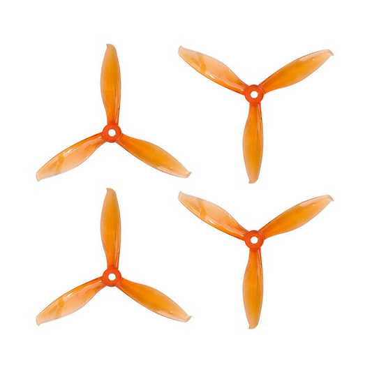 Orange HD Propellers 5149(5.1X4.9) Tri Blade Flash Propellers 2CW+2CCW 2 Pair-Tranparent Orange