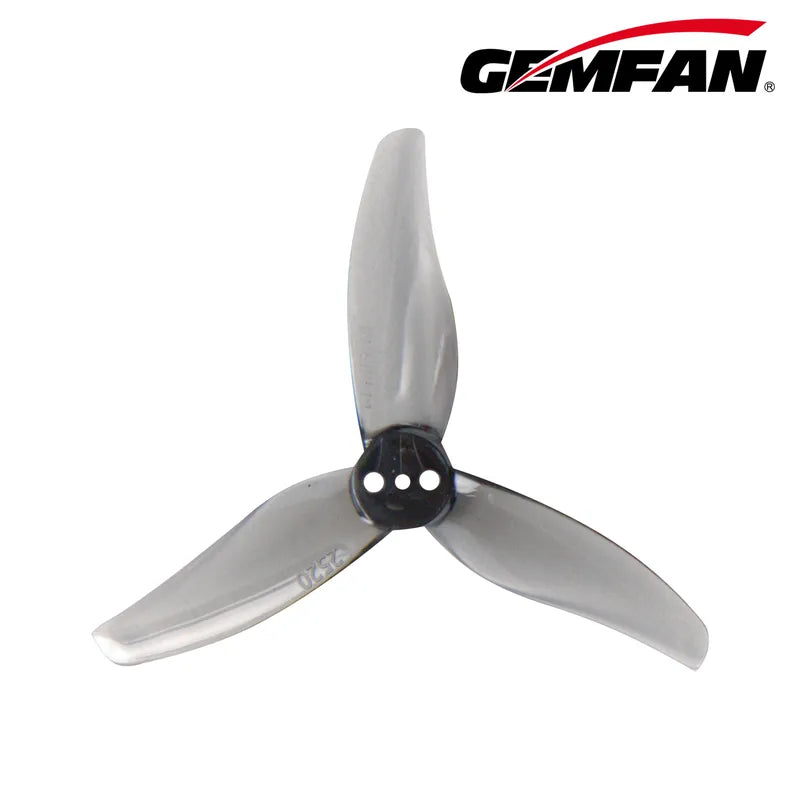 Gemfan 2520 Hurricane PC 3-Blade 1.5mm Cinewhoop Propeller for 2.5 Inch FPV Drone (4CW + 4CCW) - Clear Gray