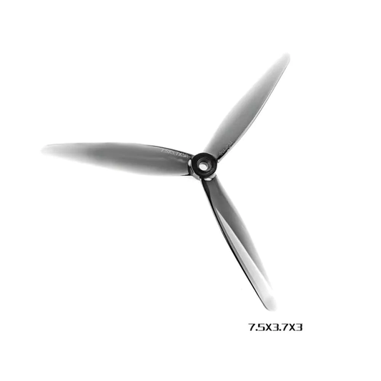 HQProp 7.5X3.7X3 Light Grey (2CW+2CCW)-Poly Carbonate Tri – blade Propeller.