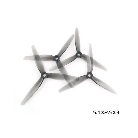 HQProp 5.1X2.5X3 Grey (2CW+2CCW)-Poly Carbonate Triblade Propeller