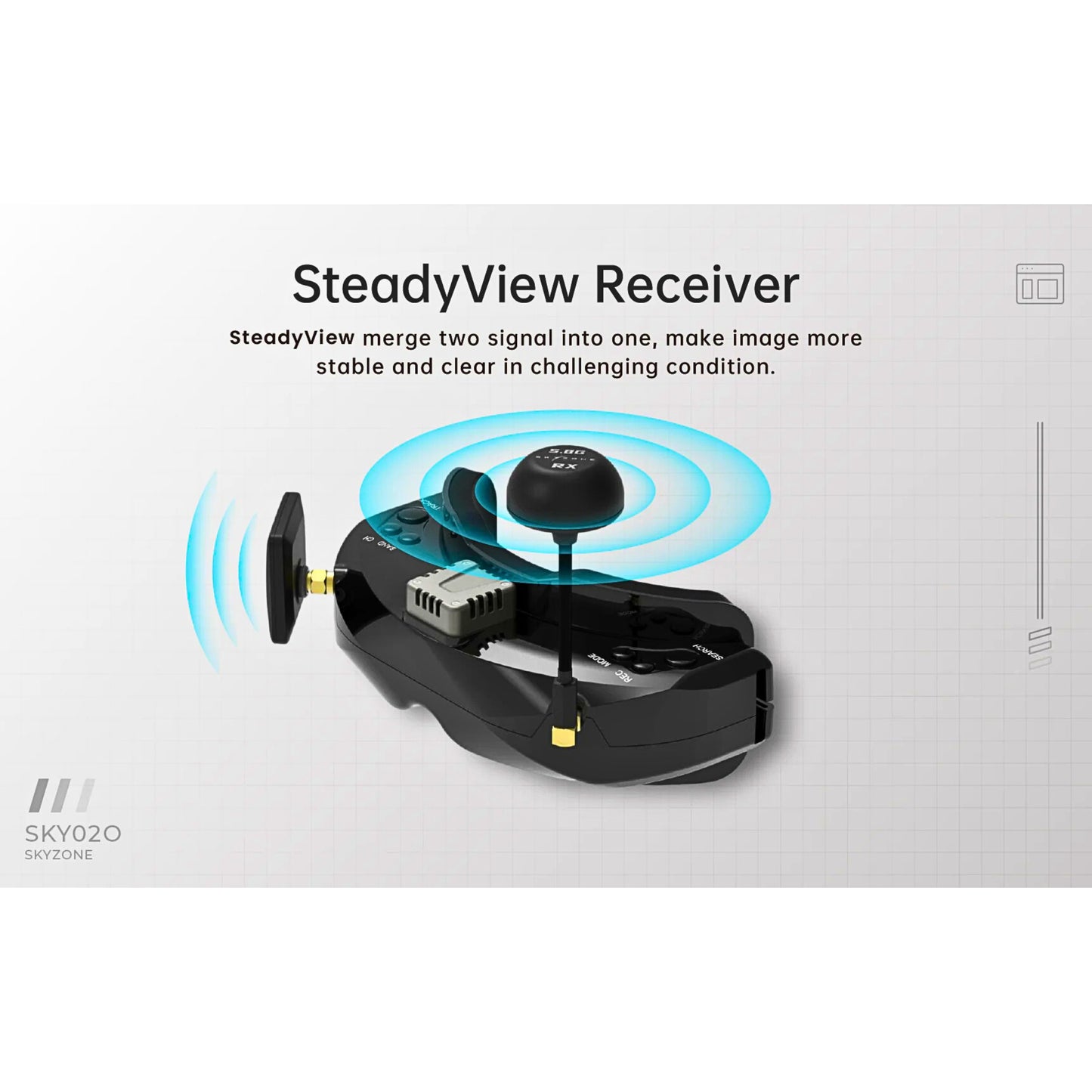 Skyzone SKY02O OLED 5.8GHz FPV Goggles - Black