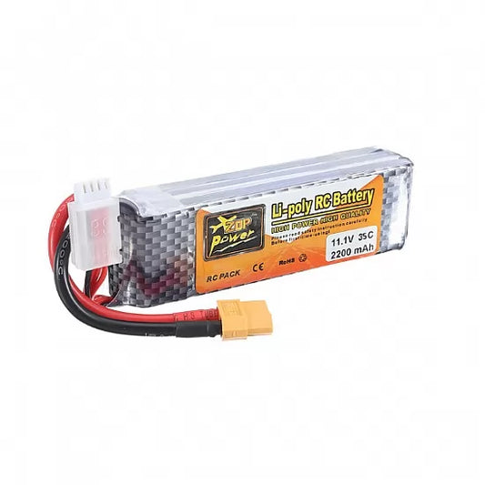 11.1V 2200mAh 3S 35C Lipo Battery with XT60 Plug (Brand ZOP Power).