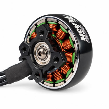 FlyFishRC Flash brushless FPV motor showing copper windings and internal construction