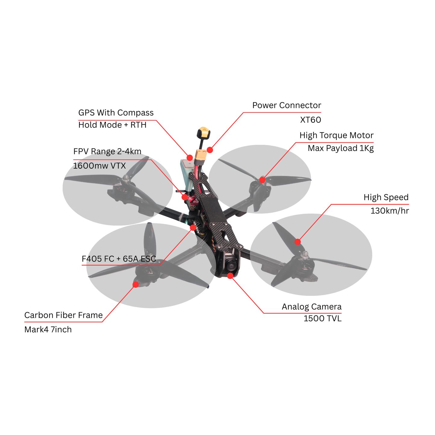 Mark4 V2 7 Inch Carbon Fiber Analog FPV Drone - PNP