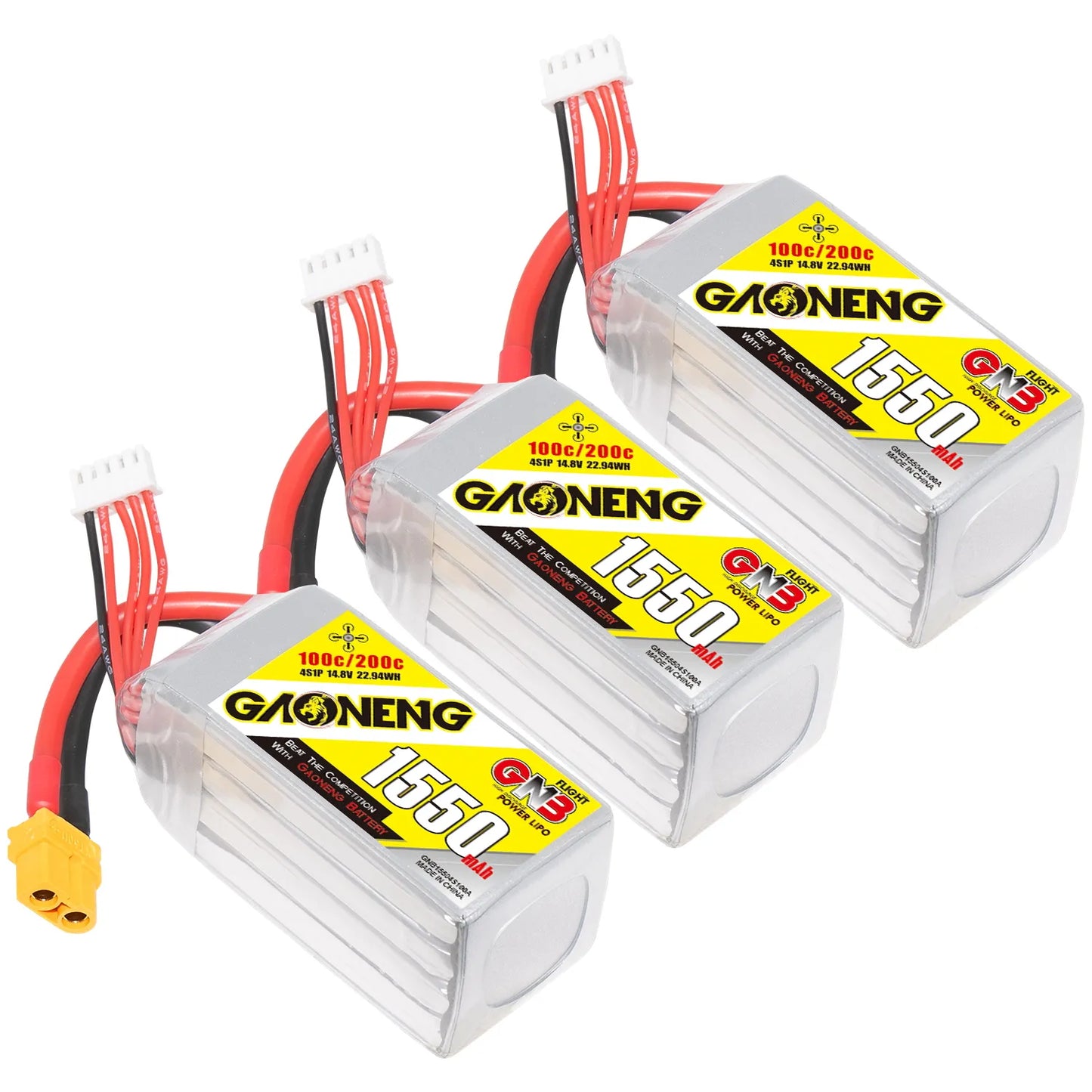 GNB 4S 14.8V 1550mAh 100C XT60 LiPo Battery.