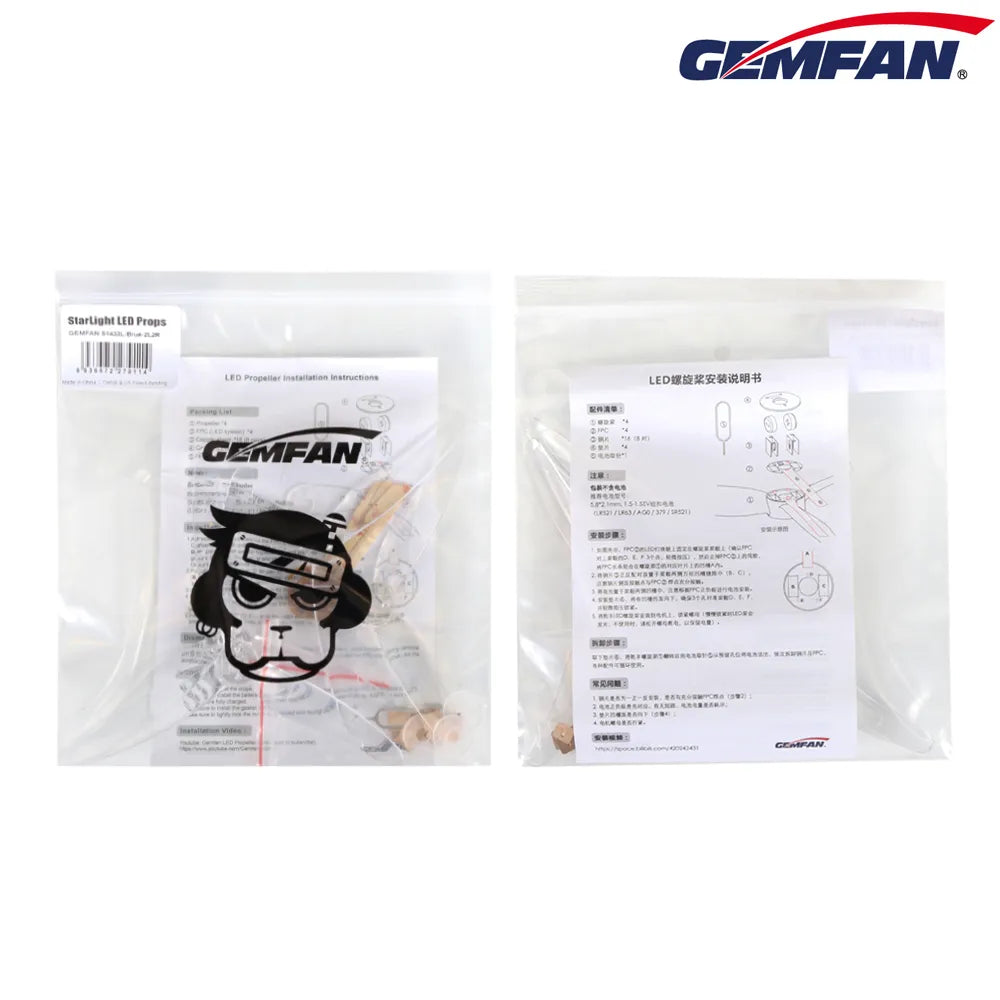 Gemfan 51433 Hurricane PC 3-Blade Freestyle Propeller for 5 Inch FPV Drone (2CW + 2CCW) - Clear