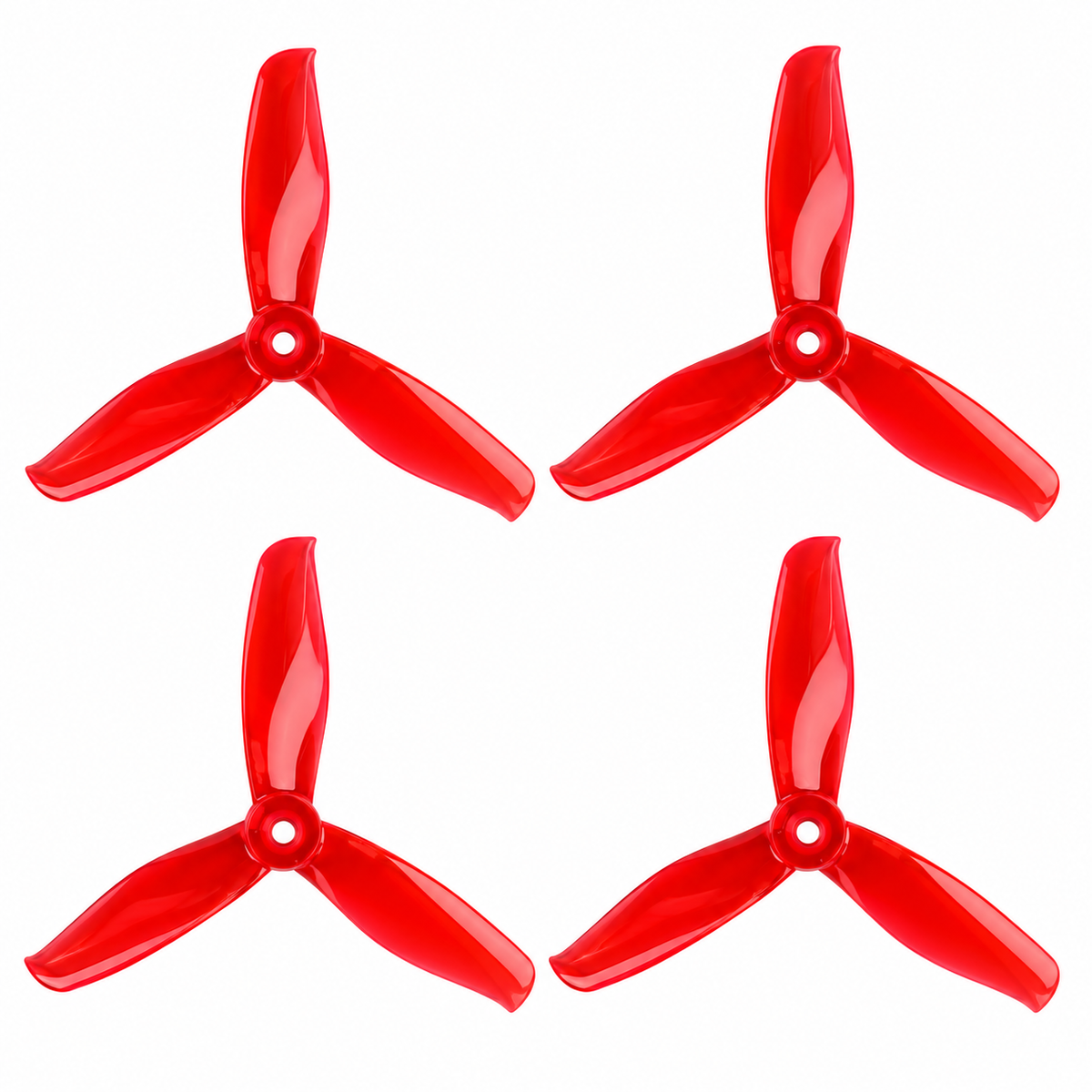 Gemfan 5155 PC 3-Blade Freestyle Propeller for 5 Inch FPV Drone (2CW + 2CCW) - Clear Red