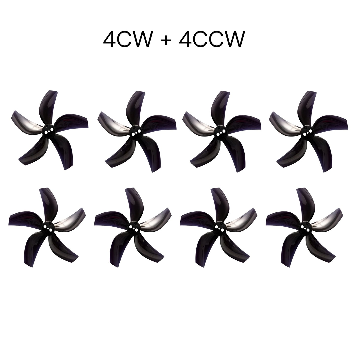 Gemfan D63 Ducted PC 5 Blade 1.5mm Propellers 4CW + 4CCW - Black