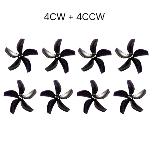 Gemfan D63 Ducted PC 5 Blade 1.5mm Propellers 4CW + 4CCW - Black
