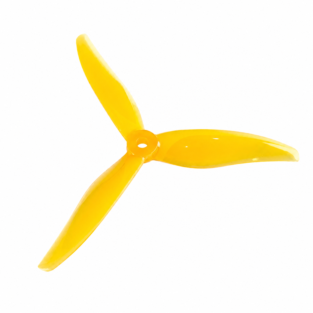 Angled view of 5129 YUKI PC 3 Blade Yellow Propeller