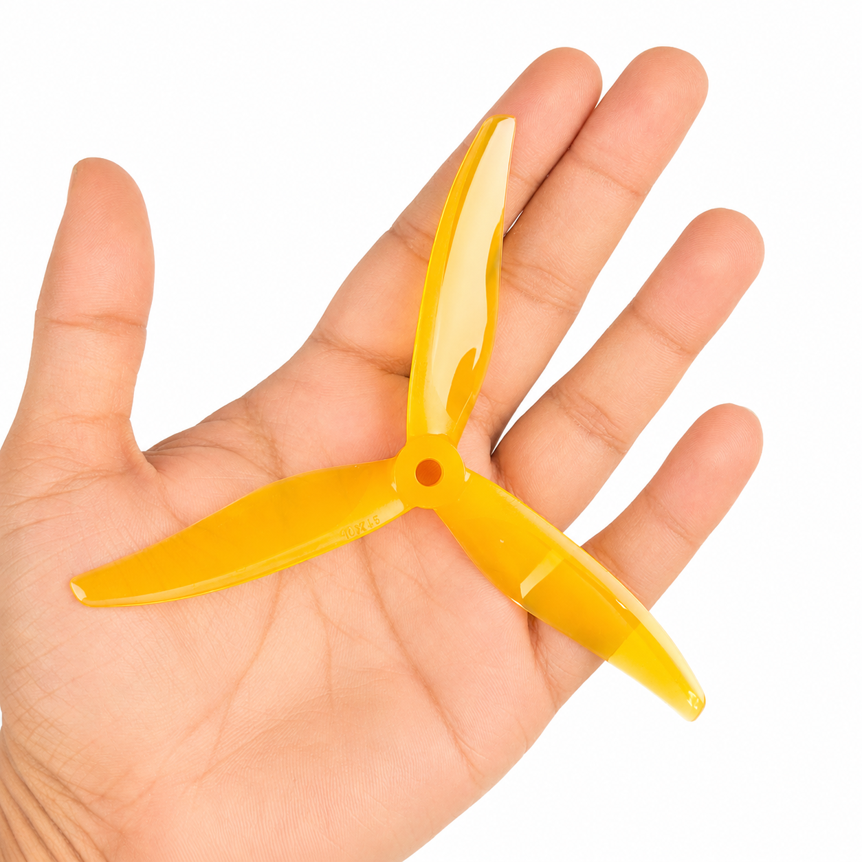 5129 YUKI Yellow Drone Propeller held in hand