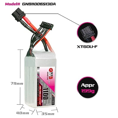 GNB 22.2V 1100mAh 6S1P 130C Lipo Battery