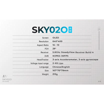 Skyzone SKY02O OLED 5.8GHz FPV Goggles - Black