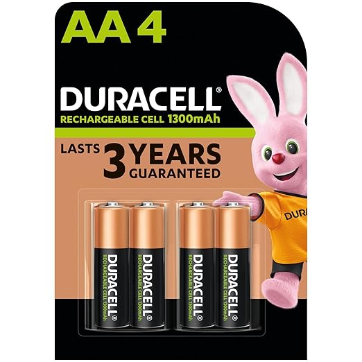 Duracell Rechargeable AA 1300mAh Batteries Pack of 4
