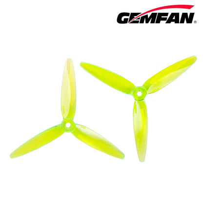 Gemfan 493D 3D PC 3-Blade Freestyle Propeller for 5 Inch FPV Drone (2CW + 2CCW) - Radioactive Green