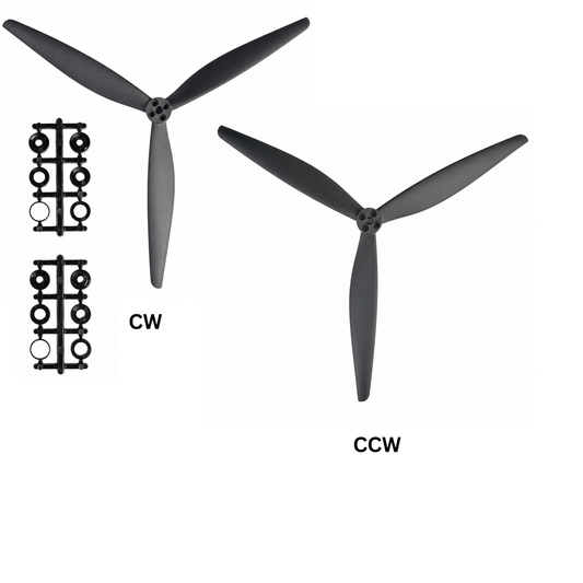 Gemfan 13X8 Black 3 - Glass Fiber Reinforced Nylon Black Propeller (1CW + 1CCW)