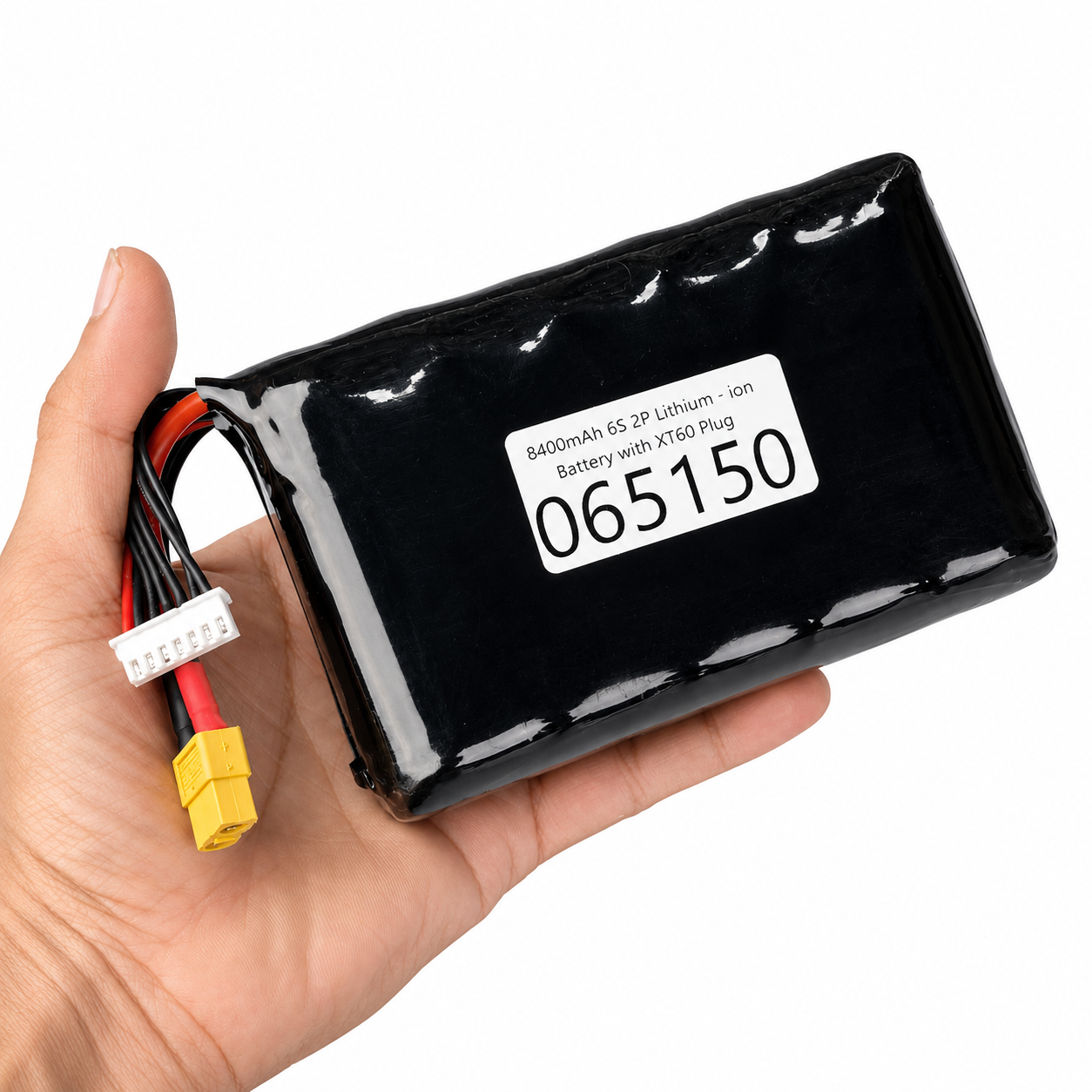 Hand Holding 8400mAh 6S2P Lithium-Ion Battery Pack with XT60 Connector