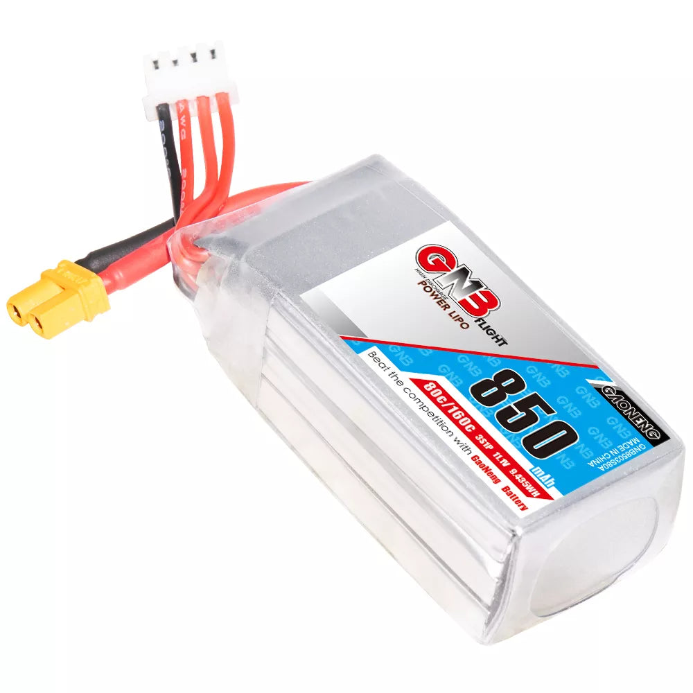 GNB 3S 11.1V 850mAh 80C XT30 Lipo Battery.