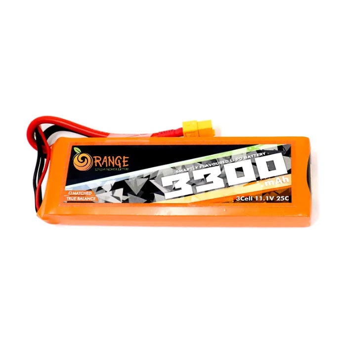 11.1V 3300mAh 3S 25C Lipo Battery with XT60 Plug (Brand Orange).