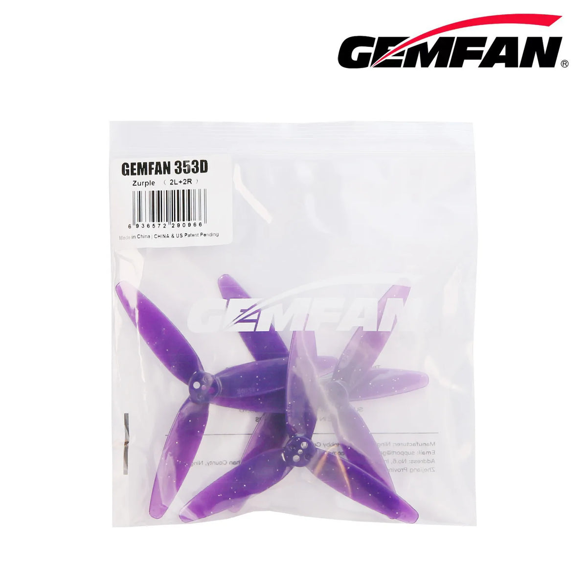 Gemfan 353D 3D PC 3-Blade Propeller for 3.5 Inch FPV Drone (2CW + 2CCW) - Zurple