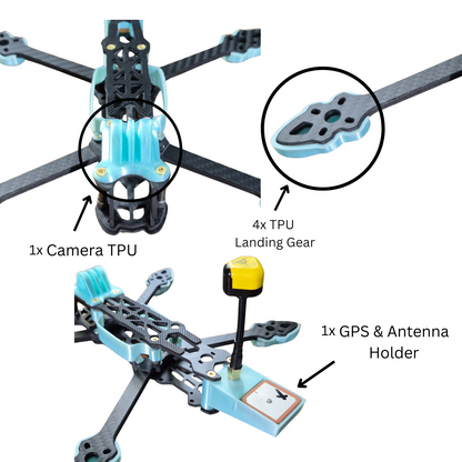High Flexible 3D Printed GoPro Mount, Landing TPU & GPS & Antenna Holder