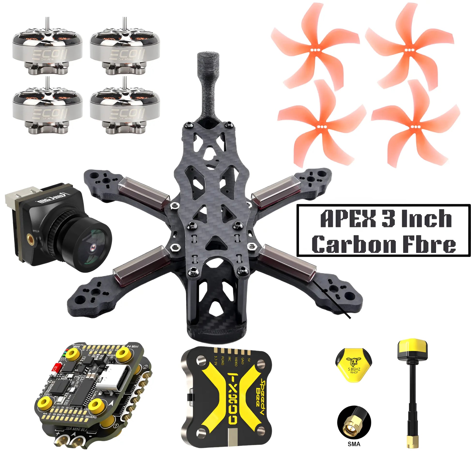 Apex 3 inch 150mm Carbon Fibre Analog FPV Drone Kit Hi Tech xyz