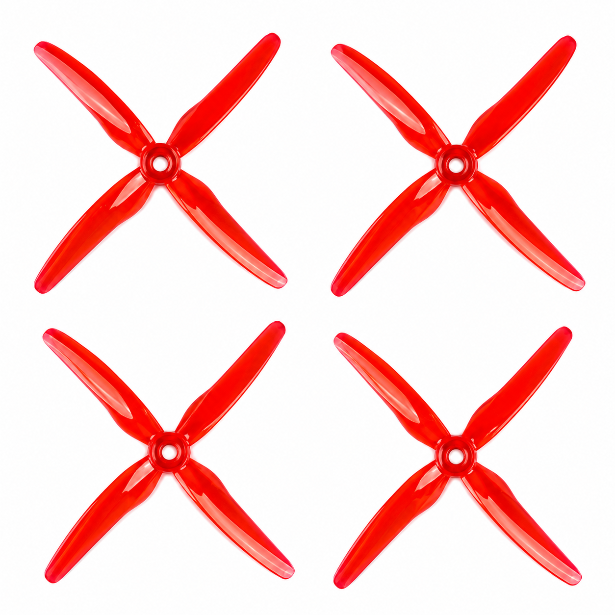 Gemfan 51455 4 Blade Hurricane Propeller Clear Red- (2CW+2CCW)