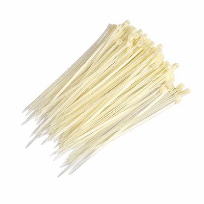 Self Locking Adjustable Nylon Cable Ties | Zip Ties (White) 100pcs - 100mm