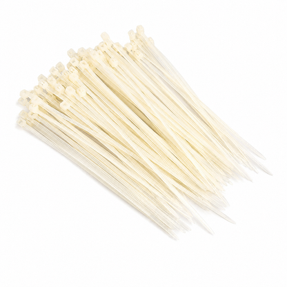 Self Locking Adjustable Nylon Cable Ties | Zip Ties (White) 100pcs - 100mm