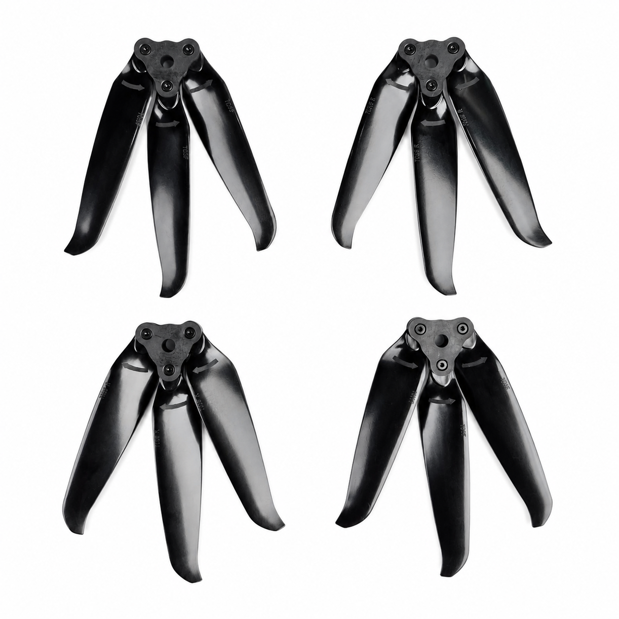 F7036 Folding Drone Propeller 3 Blade Glass Fiber Nylon -  Black (2 Pair CW+CCW)