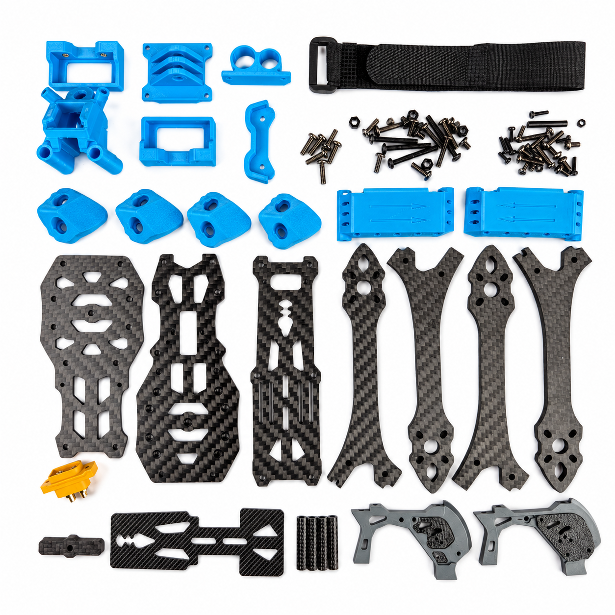 Mark5 V2 5 Inch Carbon Fiber O4 Pro Frame with 3D Printed Parts -Blue