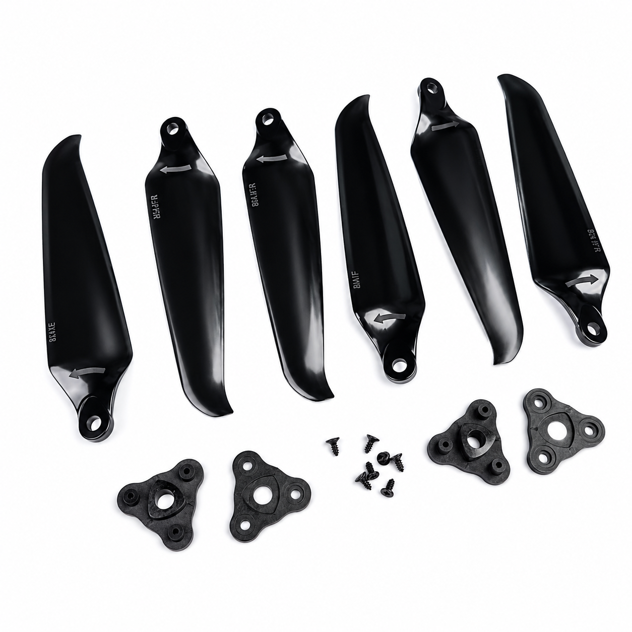 Gemfan 8041 Folding 3 Blade Glass Fiber Nylon - Black Propeller  (1 Pair CW + CCW)
