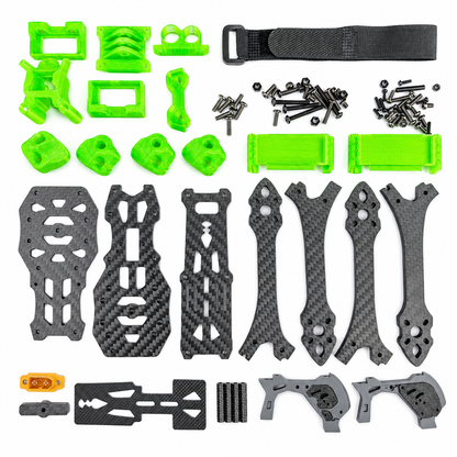 Mark5 V2 5 Inch Carbon Fiber O4 Pro Frame with 3D Printed Parts - Green
