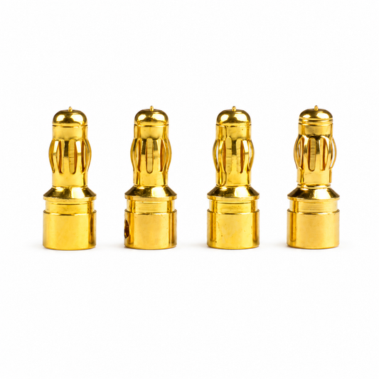 4mm Gold Bullet Connectors Male - 4Pcs